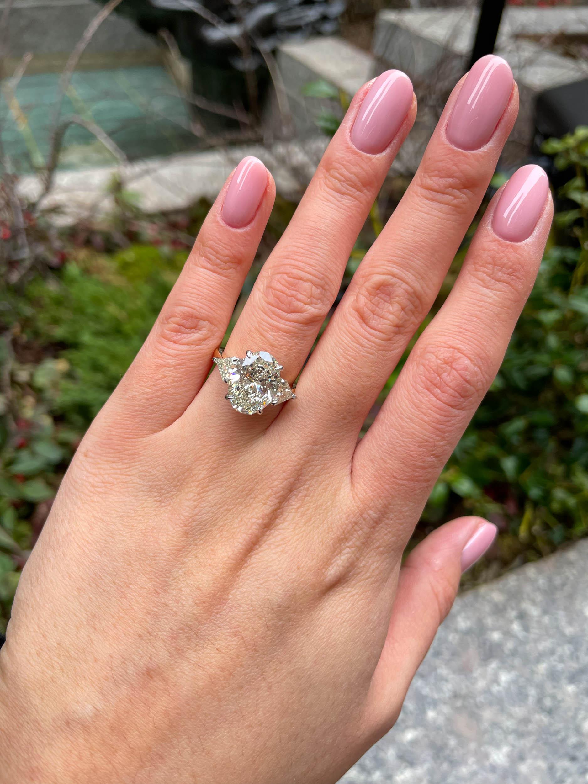 GIA Shy 6ct Estate Vintage Oval Diamant Verlobungs-Ehering 18k YG Platin 10