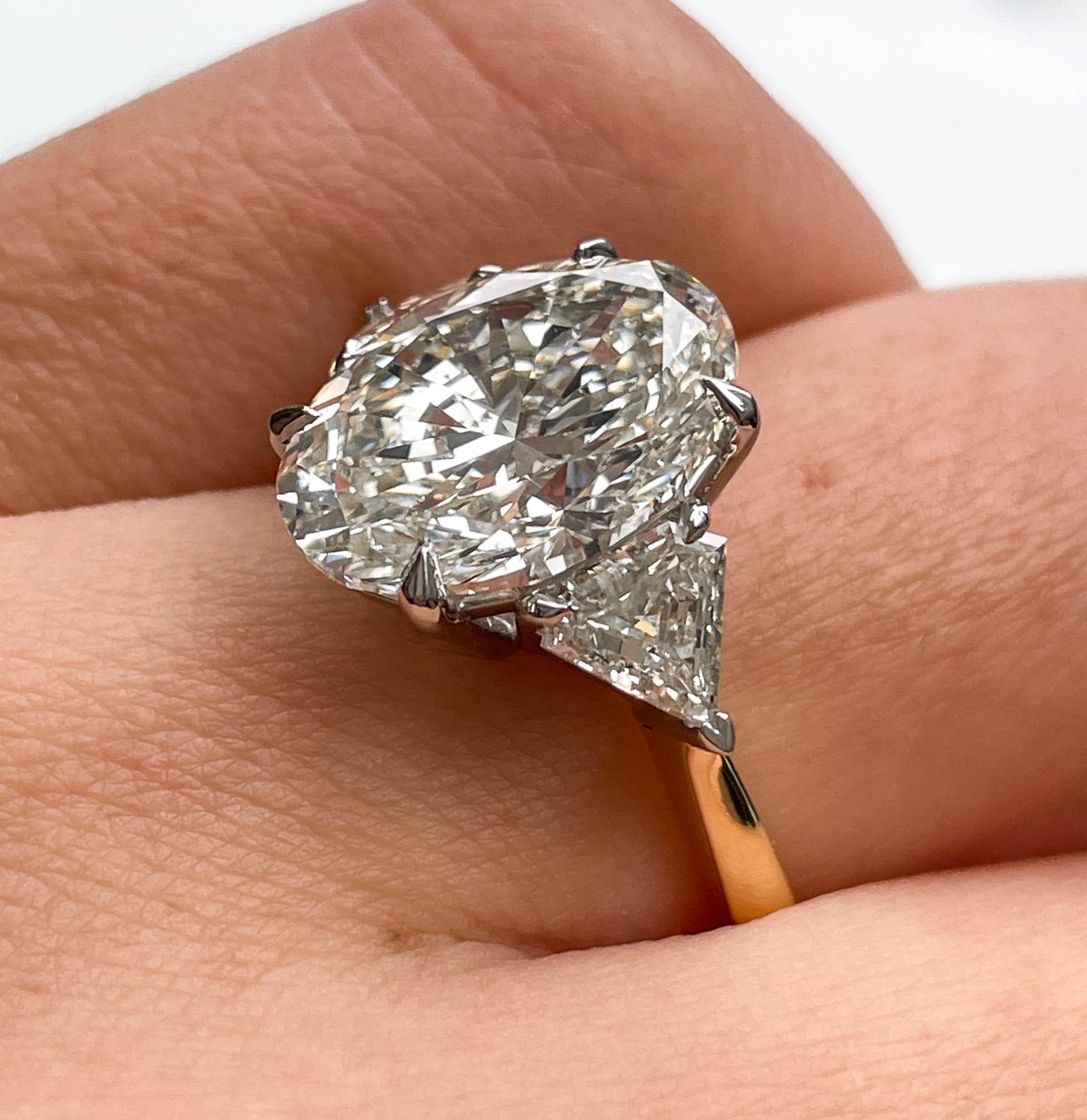 GIA Shy 6ct Estate Vintage Oval Diamant Verlobungs-Ehering 18k YG Platin 11