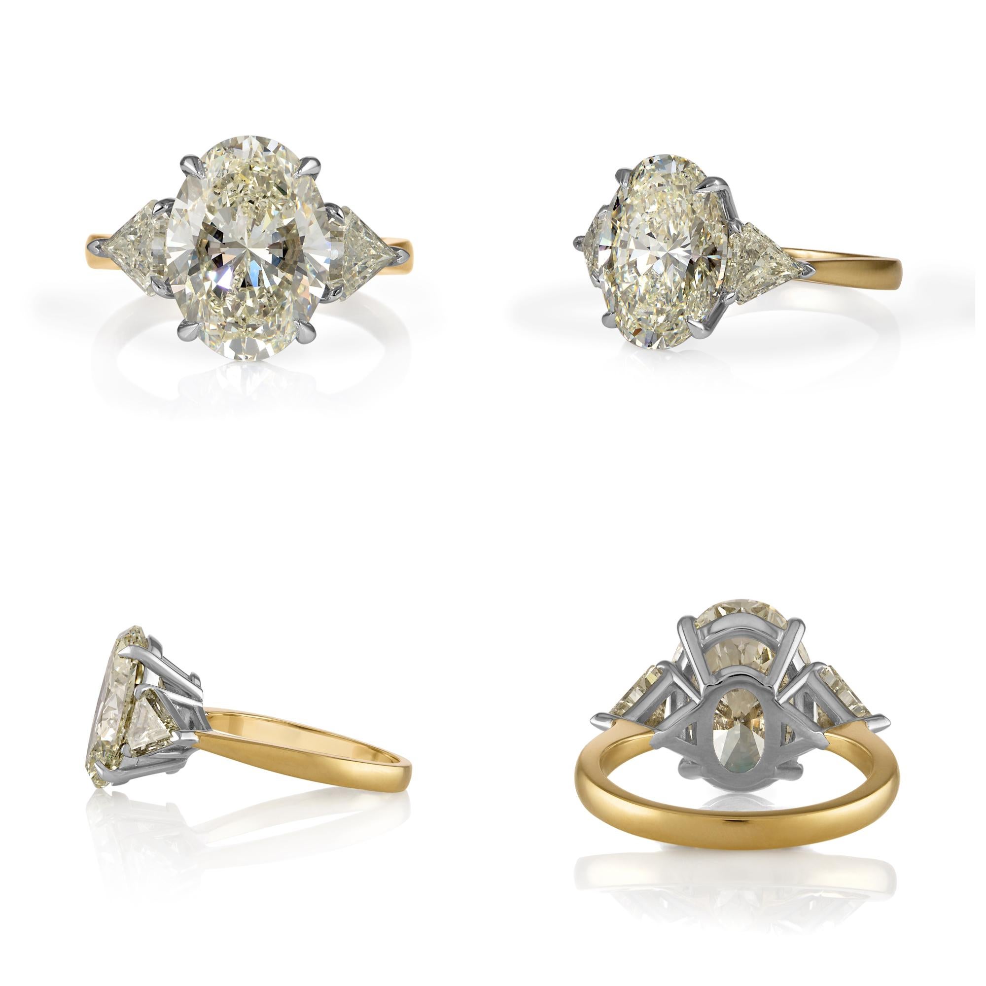 GIA Shy 6ct Estate Vintage Oval Diamond Engagement Wedding 18k YG Platinum Ring 1