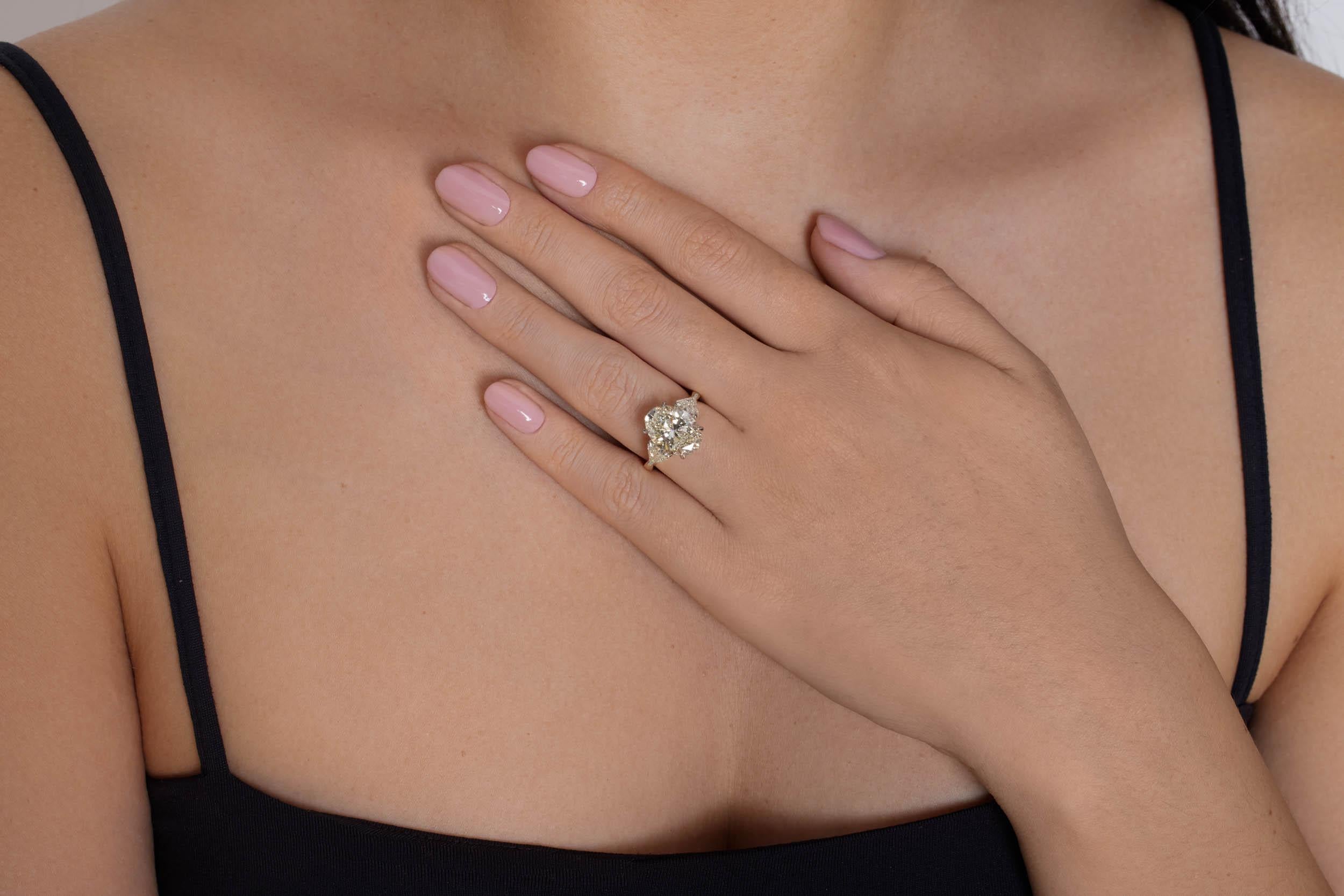 Oval Cut GIA Shy 6ct Estate Vintage Oval Diamond Engagement Wedding 18k YG Platinum Ring