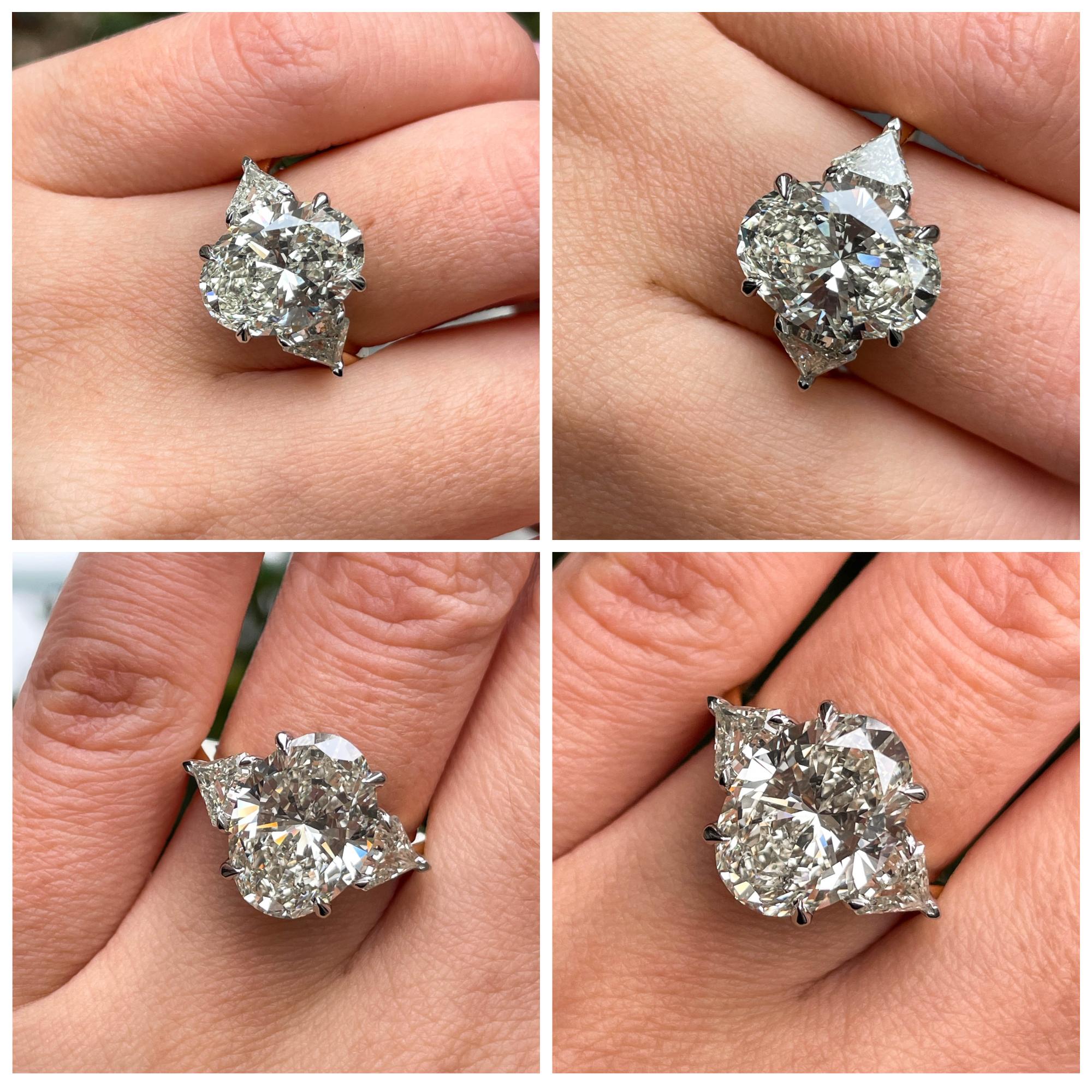GIA Shy 6ct Estate Vintage Oval Diamond Engagement Wedding 18k YG Platinum Ring 4