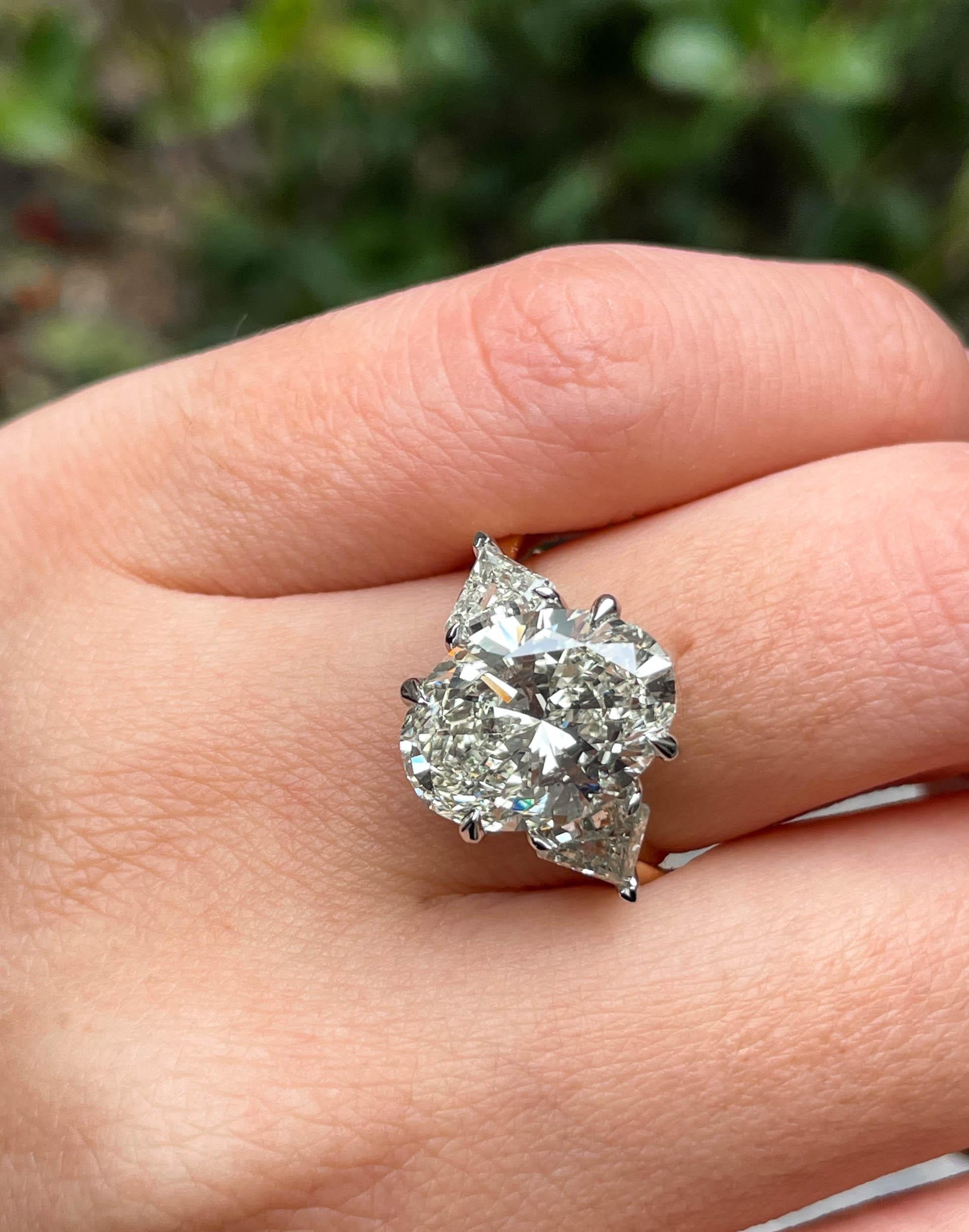 GIA Shy 6ct Estate Vintage Oval Diamant Verlobungs-Ehering 18k YG Platin 7