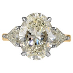 GIA Shy 6ct Estate Vintage Oval Diamond Engagement Wedding 18k YG Platinum Ring