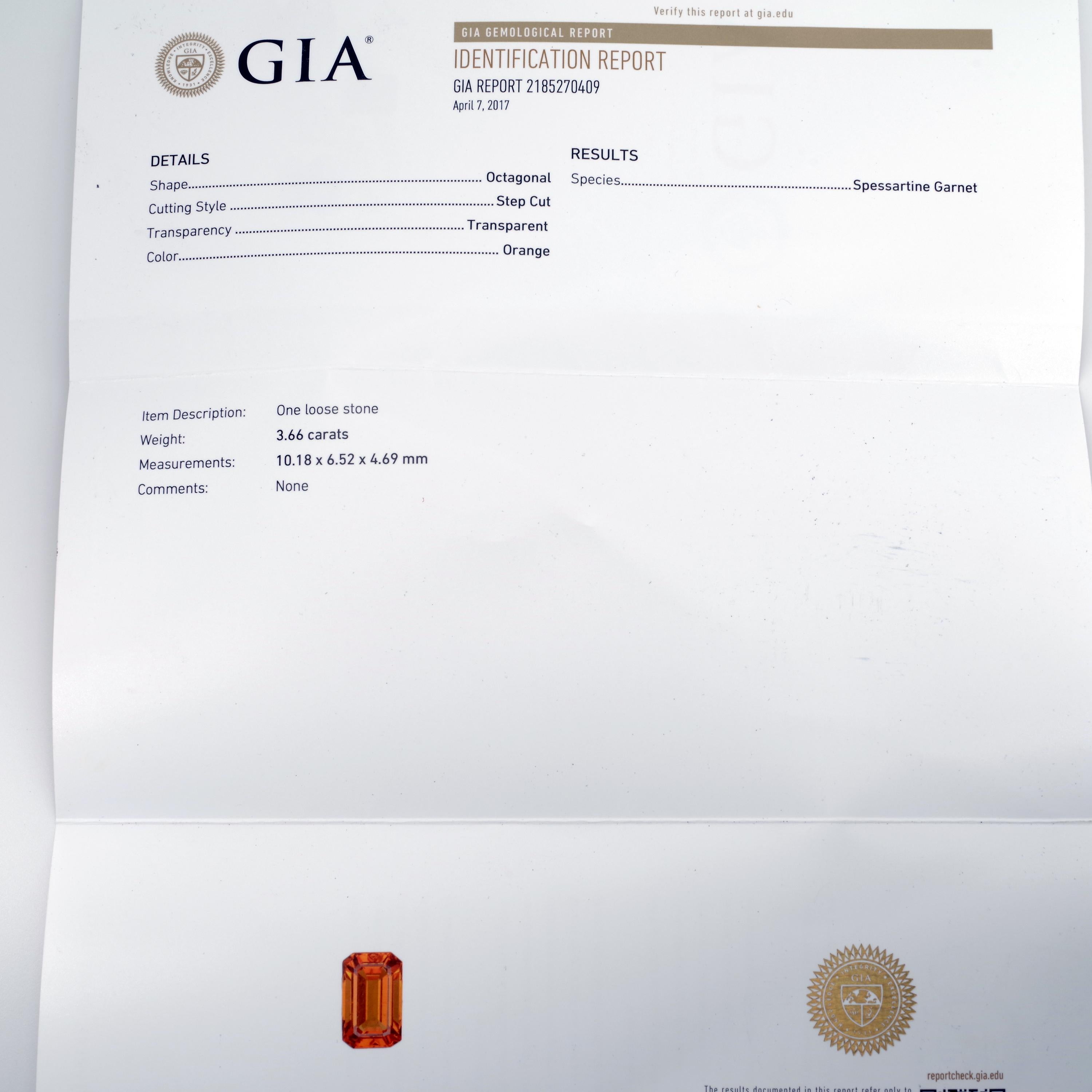 Mandarin Garnet Ring GIA Certified 4