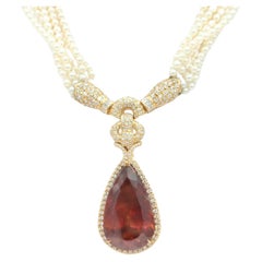 GIA Sphalerite and White Diamond Pendant in 18k Yellow Gold