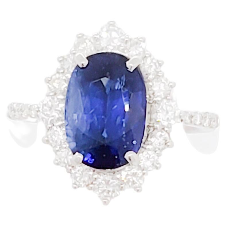 GRS Natural SriLanka Sapphire and Diamond Ring at 1stDibs