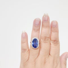 GIA Sri Lanka Blue Sapphire and White Diamond Cocktail Ring in Platinum