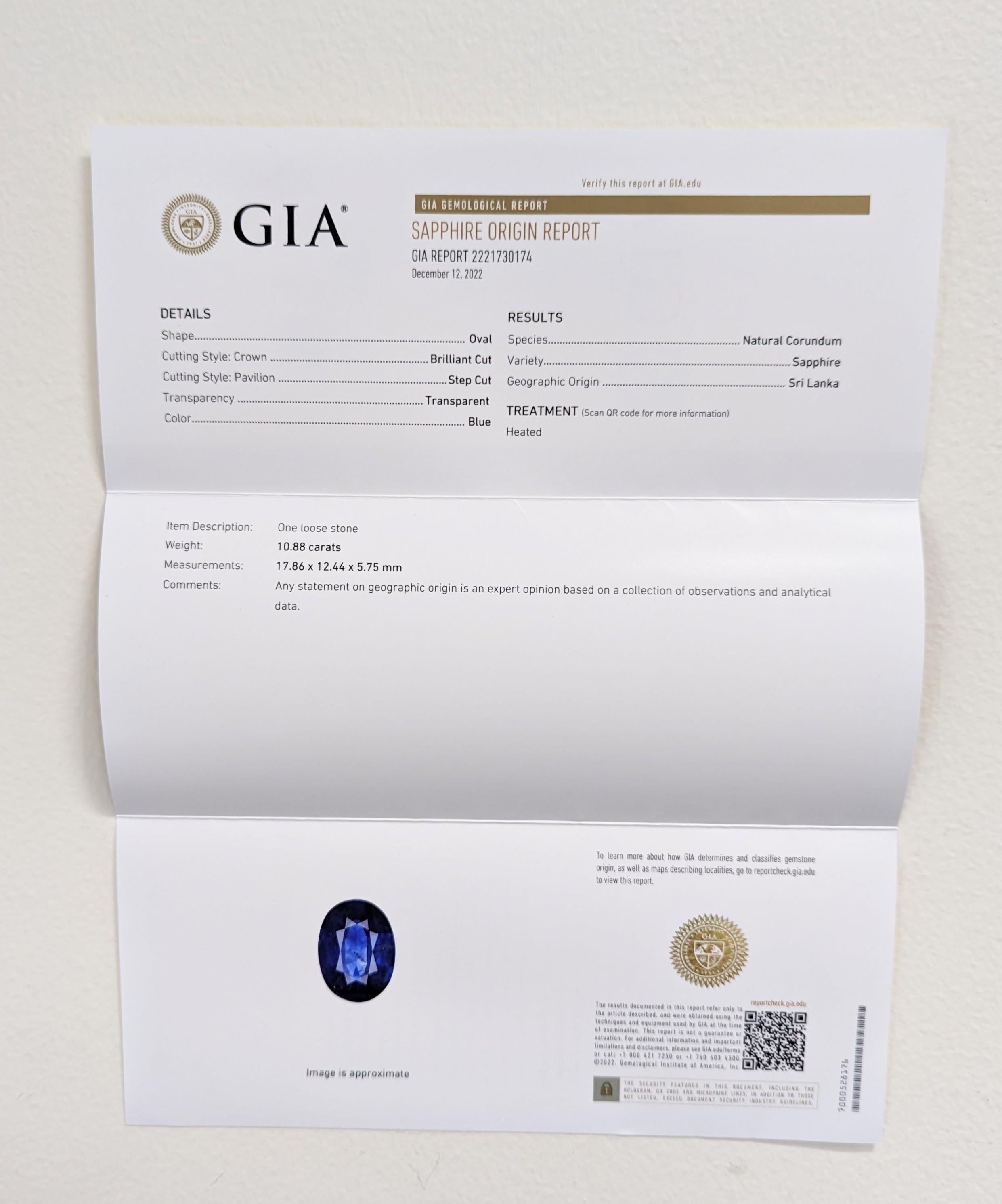 Bague cocktail en platine, saphir bleu du Sri Lanka et diamant blanc certifié GIA en vente 3