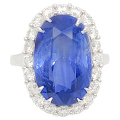 GIA Sri Lanka Zafiro Azul y Diamante Blanco Anillo de Cóctel en Platino