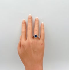 GIA Sri Lanka No Heat 1.87 ct Blue Sapphire Oval & Diamond Ring in Platinum