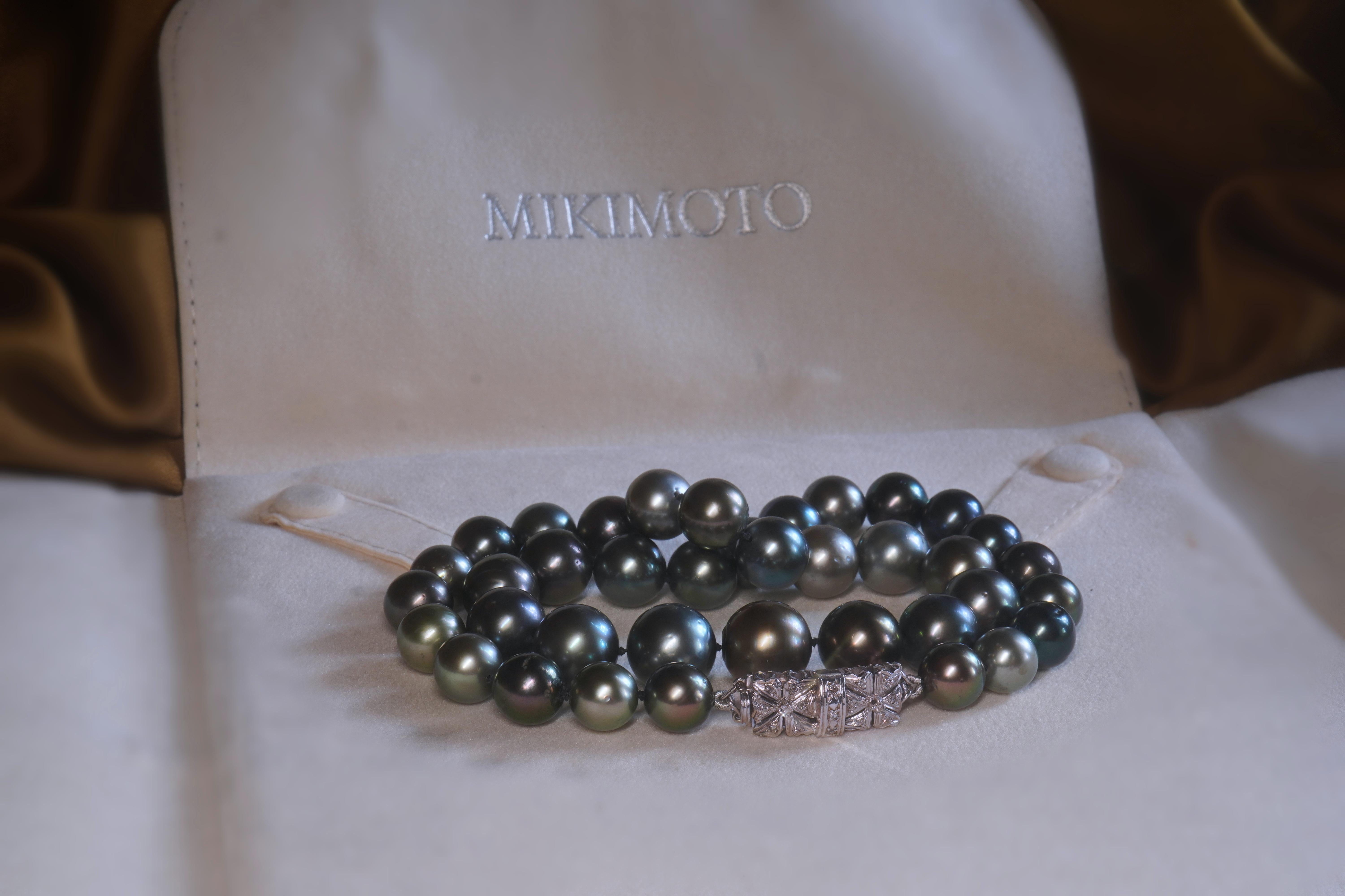 GIA Tahitian Pearl 18K Diamond Vintage Necklace Saltwater Strand Fine Huge 13 mm 1