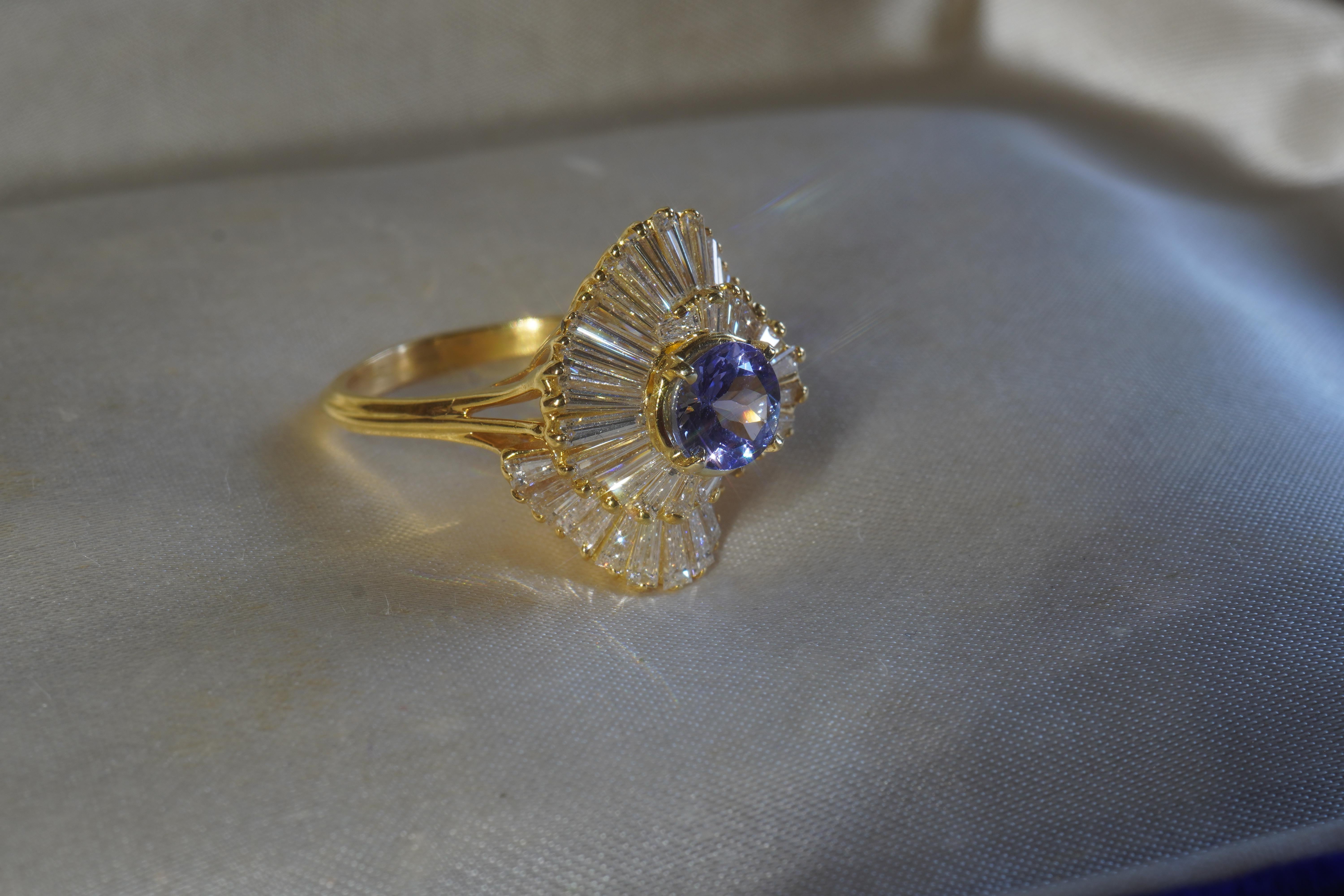 GIA Tanzanite Diamond Ring 18K Gold Vintage Natural Fine VS Huge 5.31 CTS 6