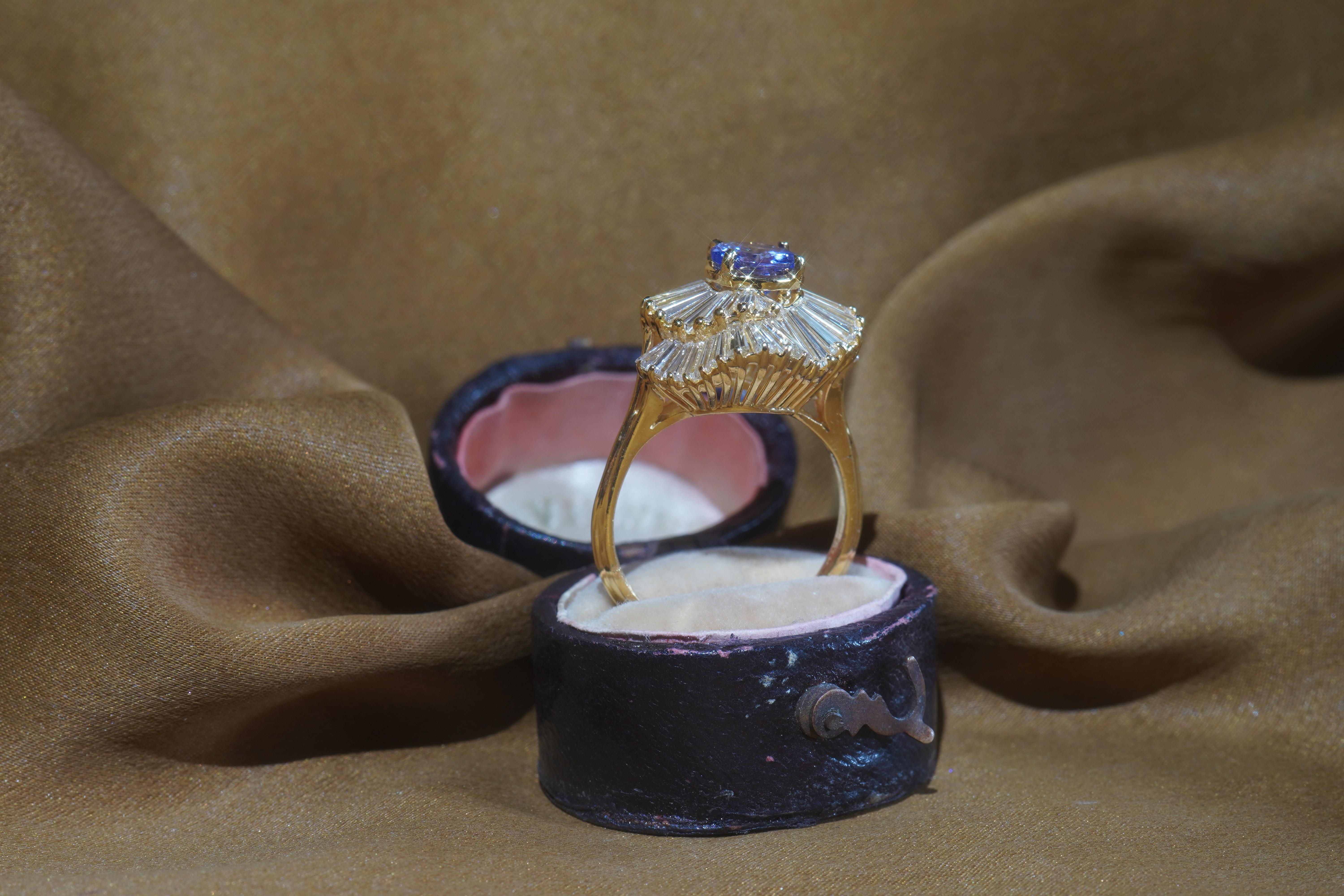 GIA Tanzanite Diamond Ring 18K Gold Vintage Natural Fine VS Huge 5.31 CTS 3