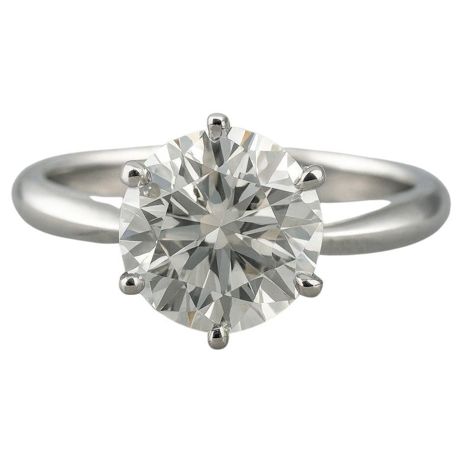 Bague solitaire en platine avec diamant rond brillant certifiée GIA et Tiffany