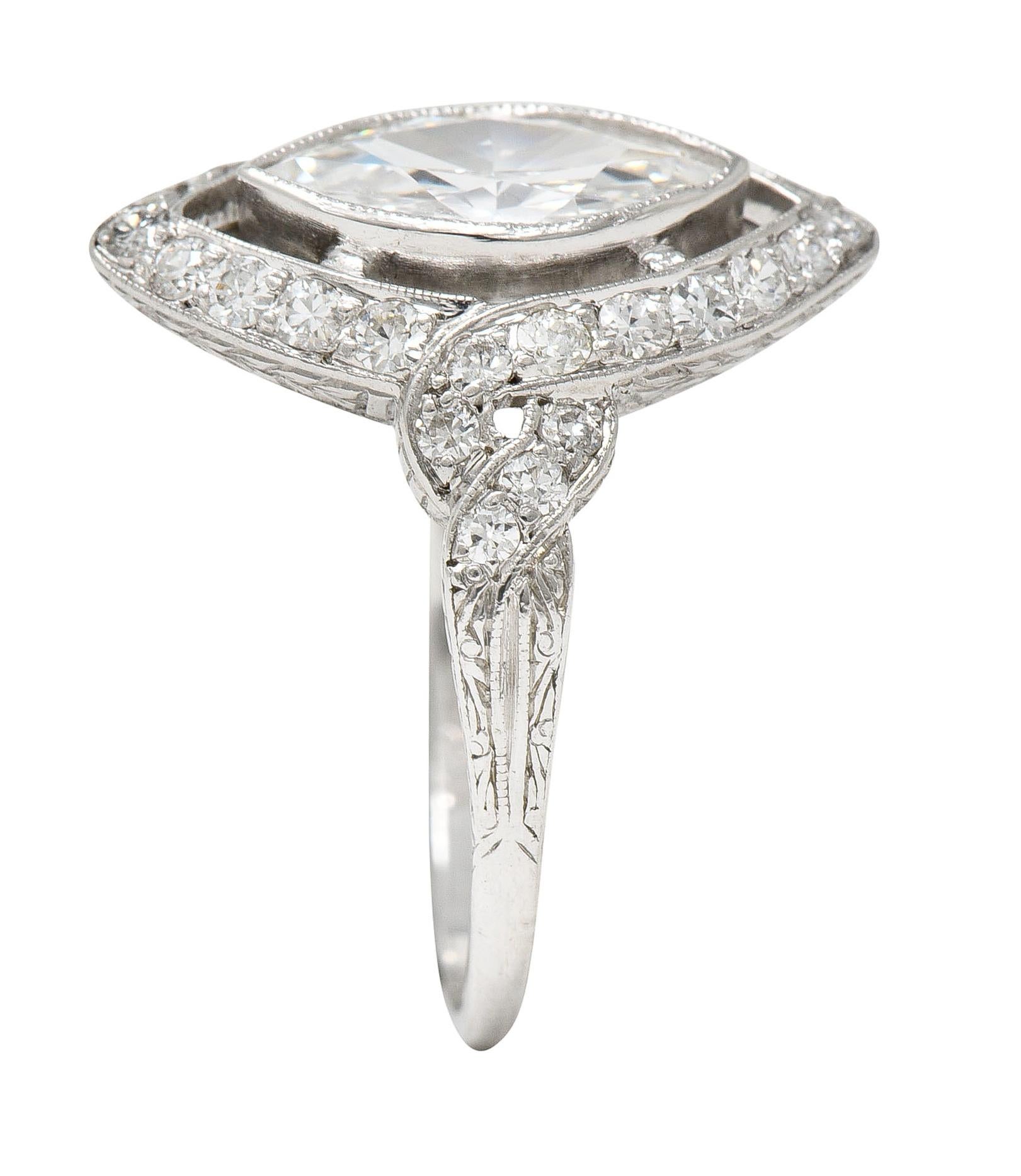 GIA Tiffany & Co. Art Deco 1.30 Carats Diamond Platinum Halo Engagement Ring 4
