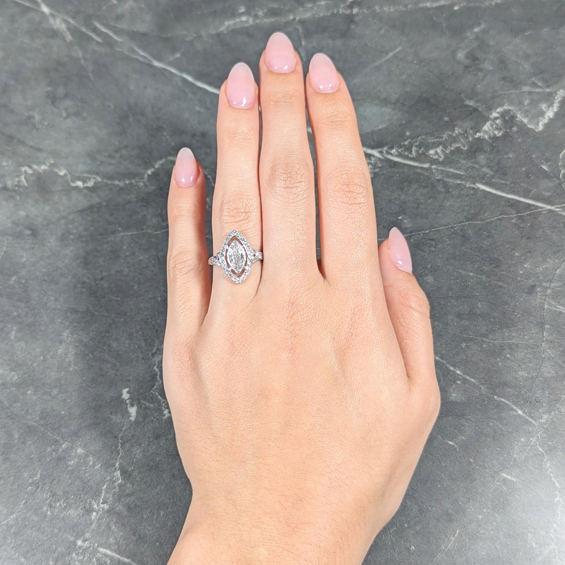 GIA Tiffany & Co. Art Deco 1.30 Carats Diamond Platinum Halo Engagement Ring 6