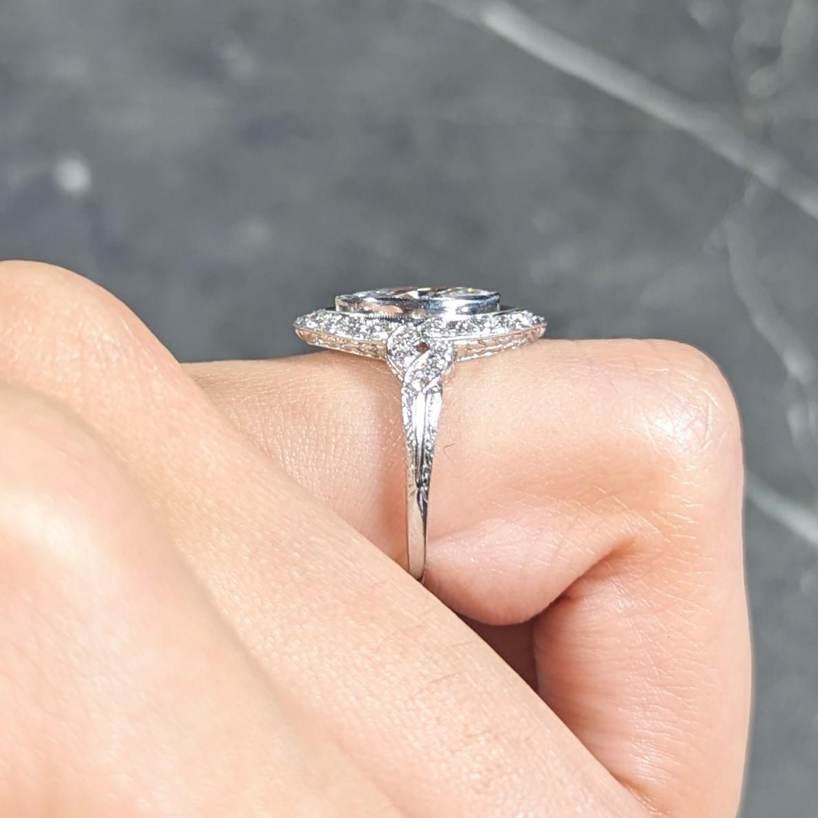 GIA Tiffany & Co. Art Deco 1.30 Carats Diamond Platinum Halo Engagement Ring 7