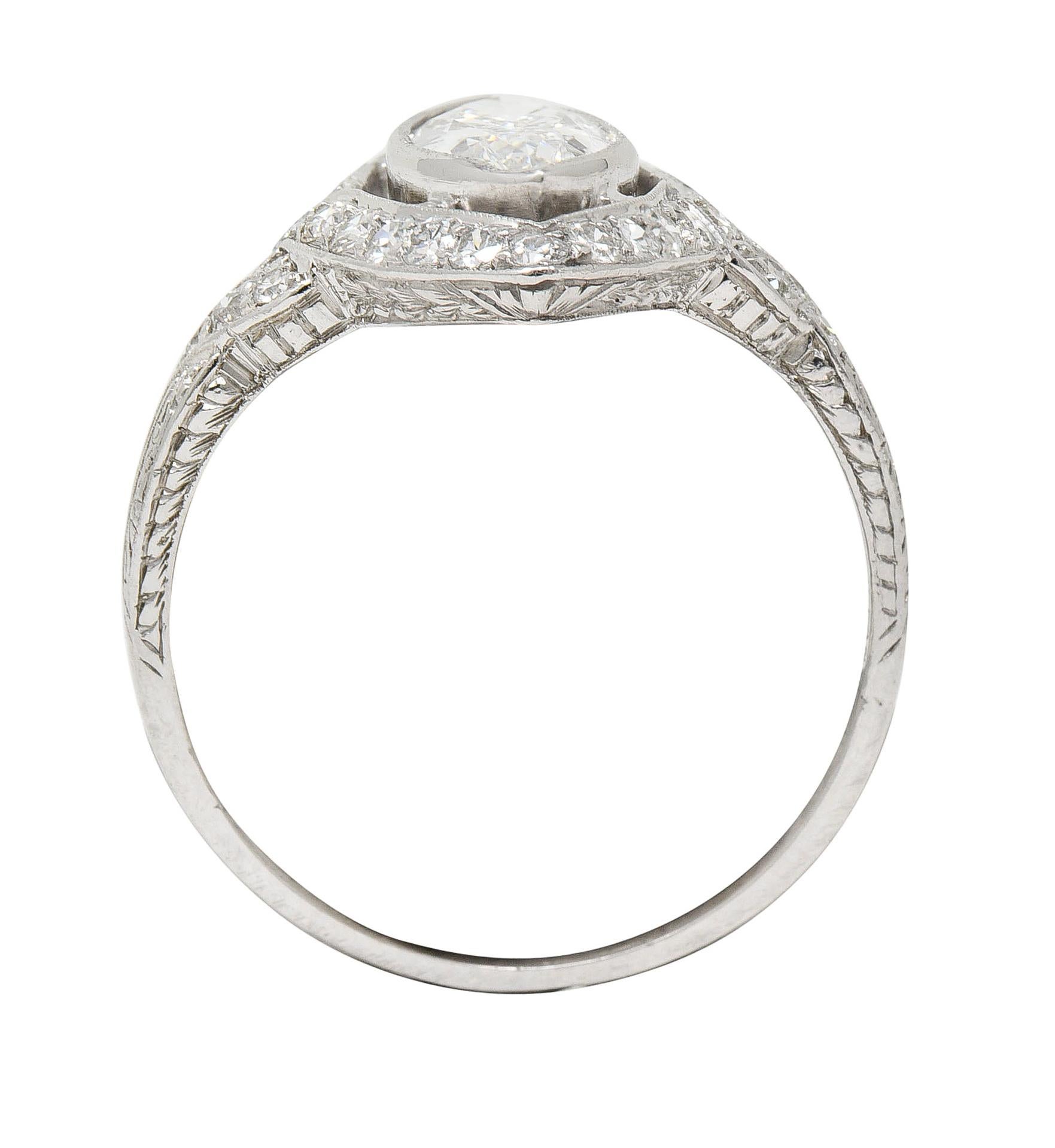 GIA Tiffany & Co. Art Deco 1.30 Carats Diamond Platinum Halo Engagement Ring 3
