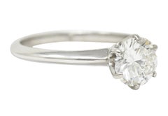 GIA Tiffany & Co. Midcentury 0.97 Carat Diamond Platinum Engagement Ring