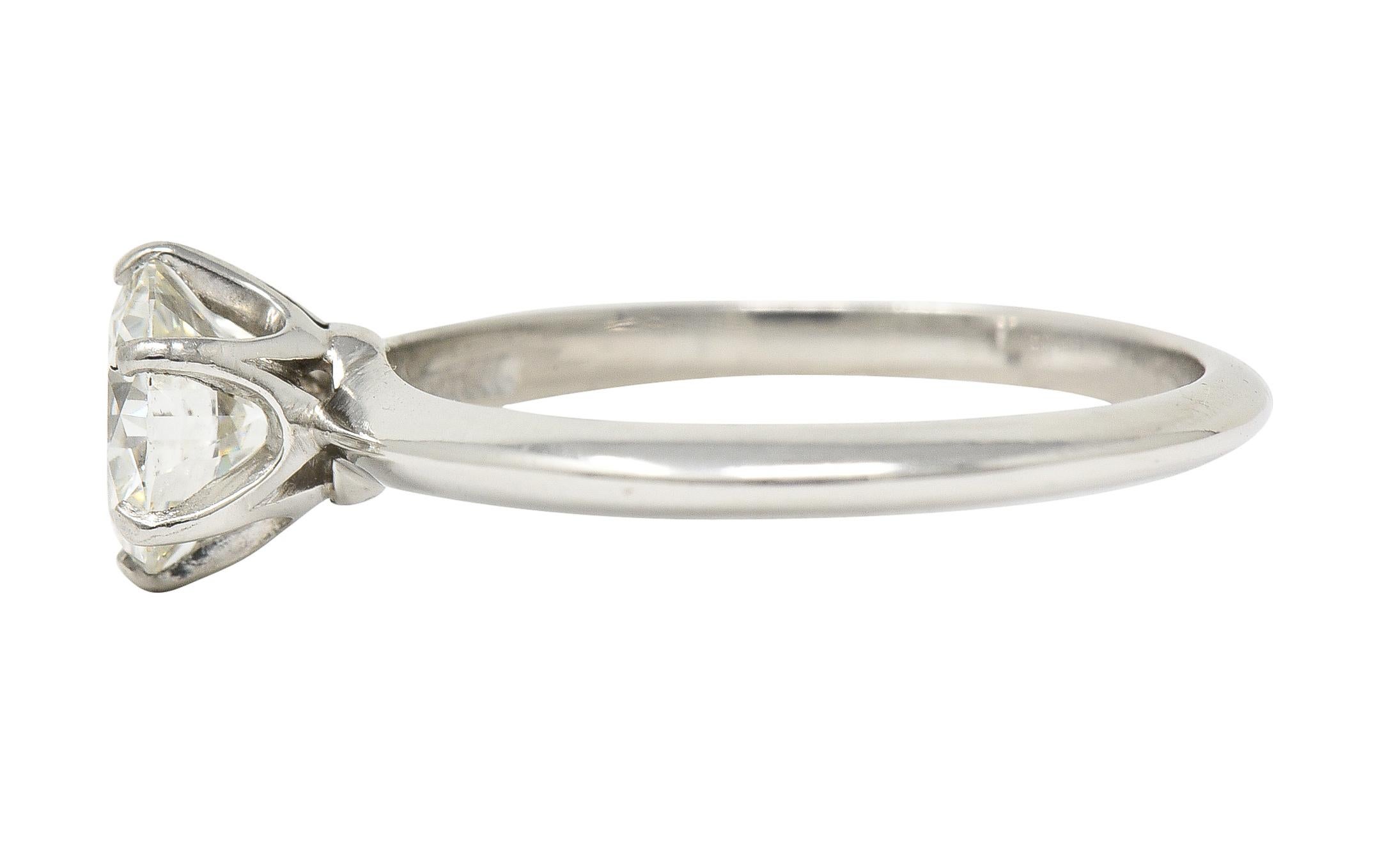 Round Cut GIA Tiffany & Co. Midcentury 0.97 Carat Diamond Platinum Engagement Ring