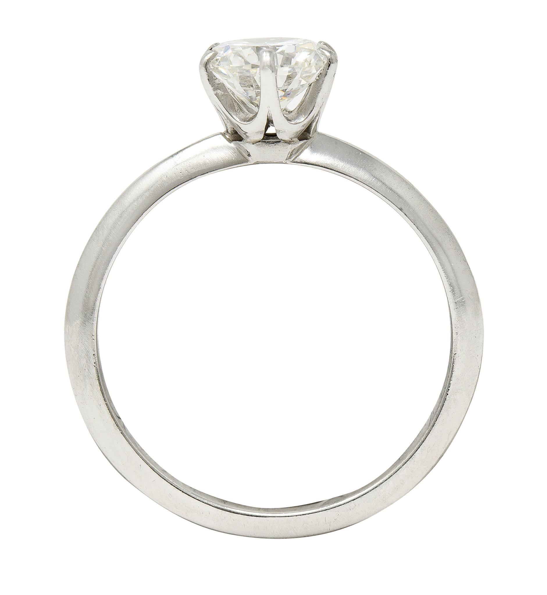 GIA Tiffany & Co. Midcentury 0.97 Carat Diamond Platinum Engagement Ring 2