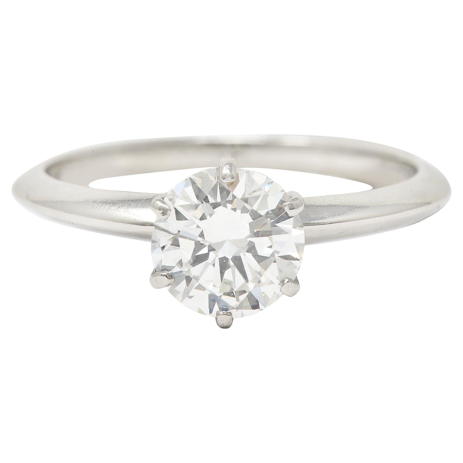 GIA Tiffany & Co. Midcentury 0.97 Carat Diamond Platinum Engagement Ring