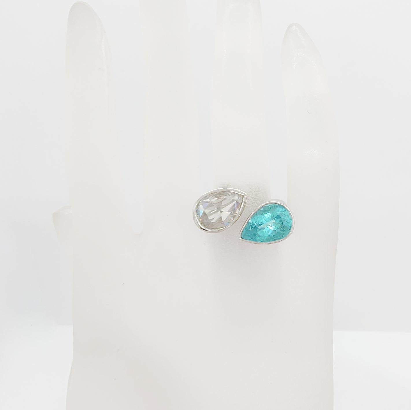 Bypass-Ring aus Platin mit GIA-Turmalin und weißem Diamant 1