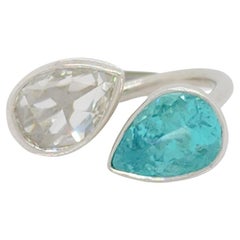 Bague bypass en platine avec tourmaline et diamants blancs certifiés GIA