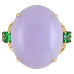 GIA Type A 55.41 carat Natural Purple Jadeite Jade Ring in 18k Yellow Gold