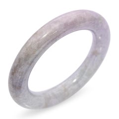 GIA Type A Mottled Light Purple and Light Green Translucent Jadeite Jade Bangle