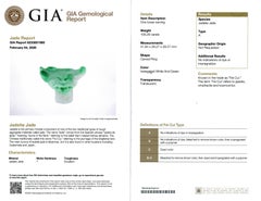 GIA Type A Variegated White and Green Jadeite Jade Carved Dragon Ring