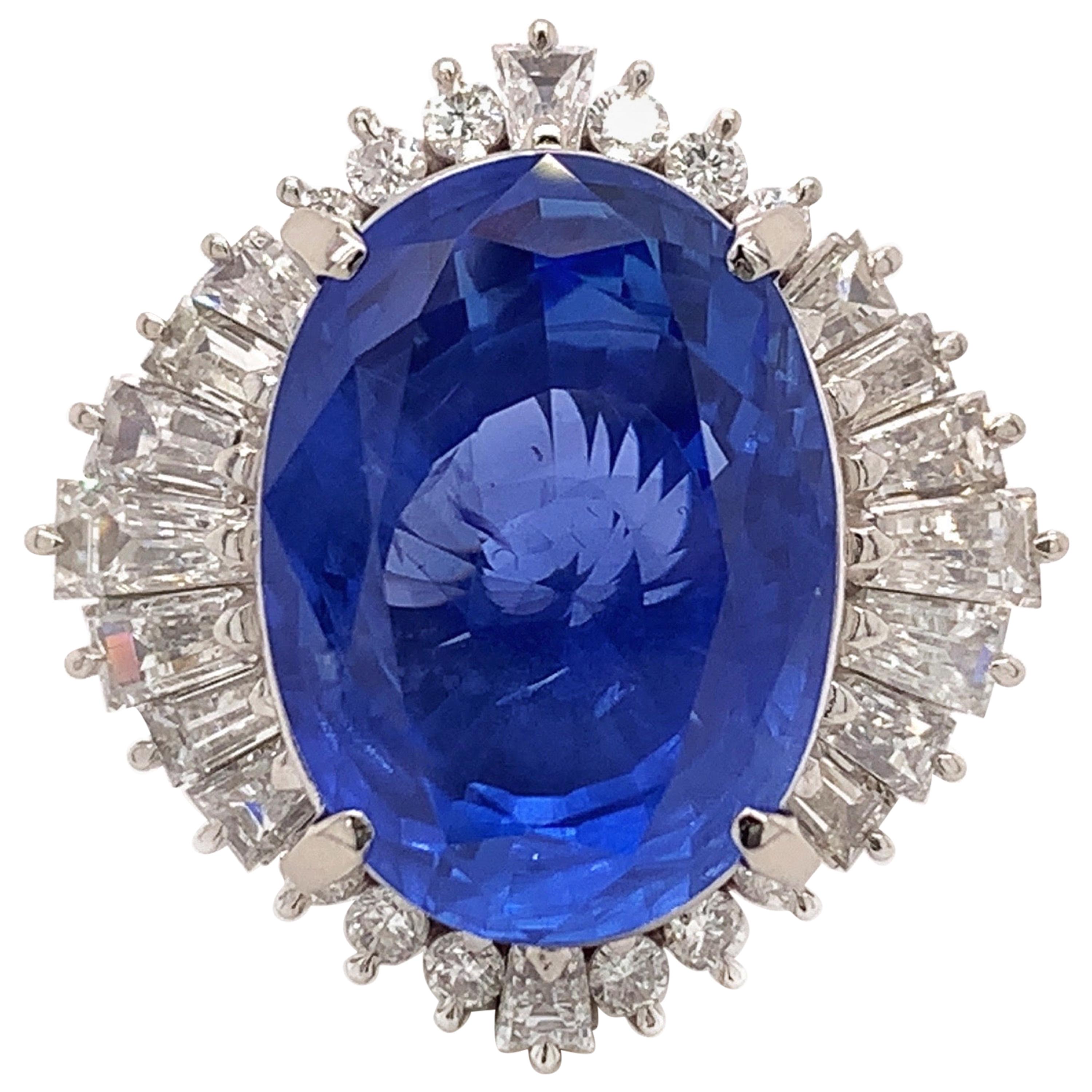 GIA Unheated 13.69 Carat Sapphire Cocktail Ring For Sale