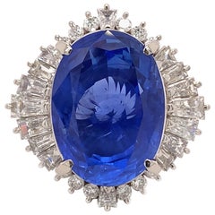 GIA Unheated 13.69 Carat Sapphire Cocktail Ring