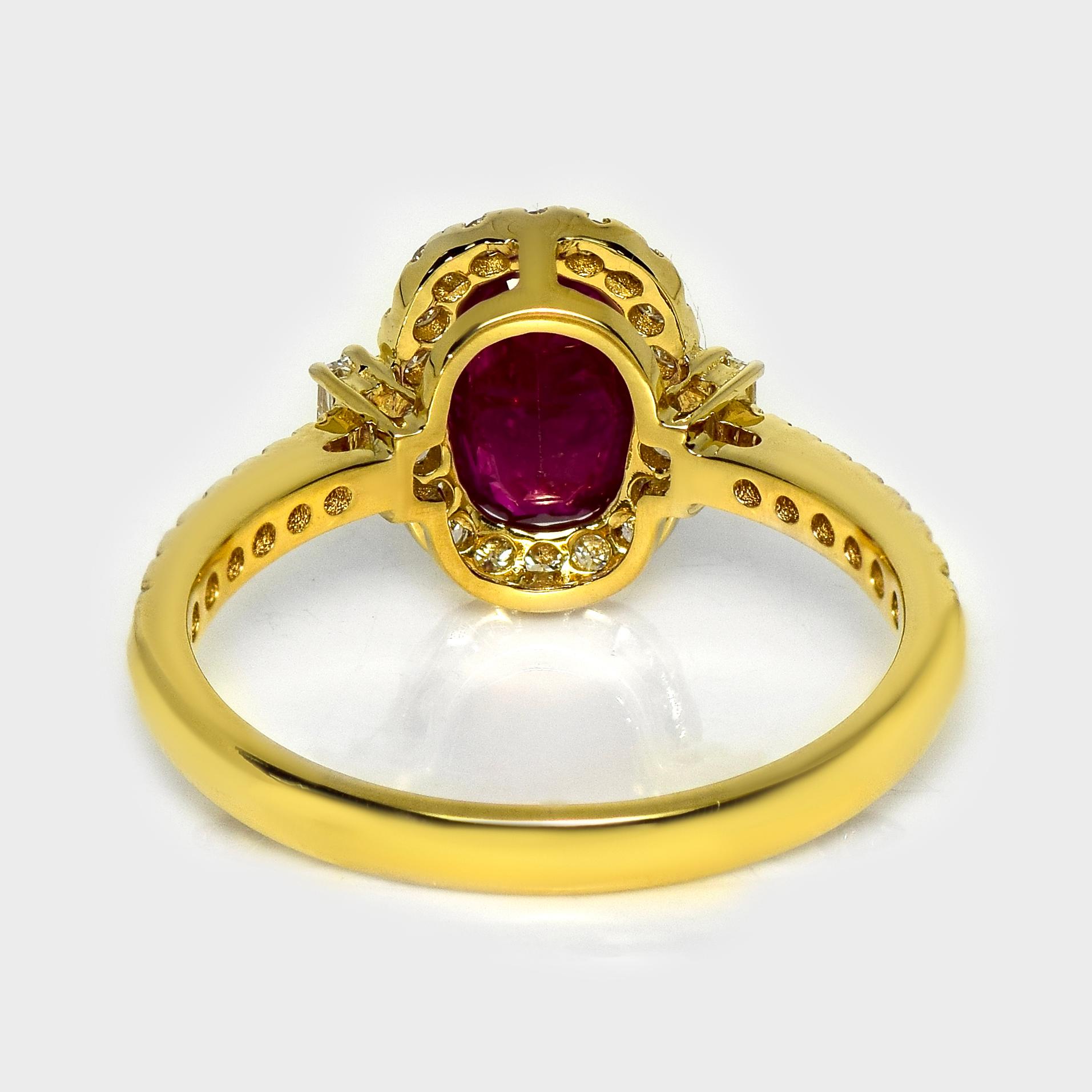 GIA Bague de fiançailles en or jaune 18 carats de 1,44 ct de rubis afghan non chauffé Neuf - En vente à Kaohsiung City, TW