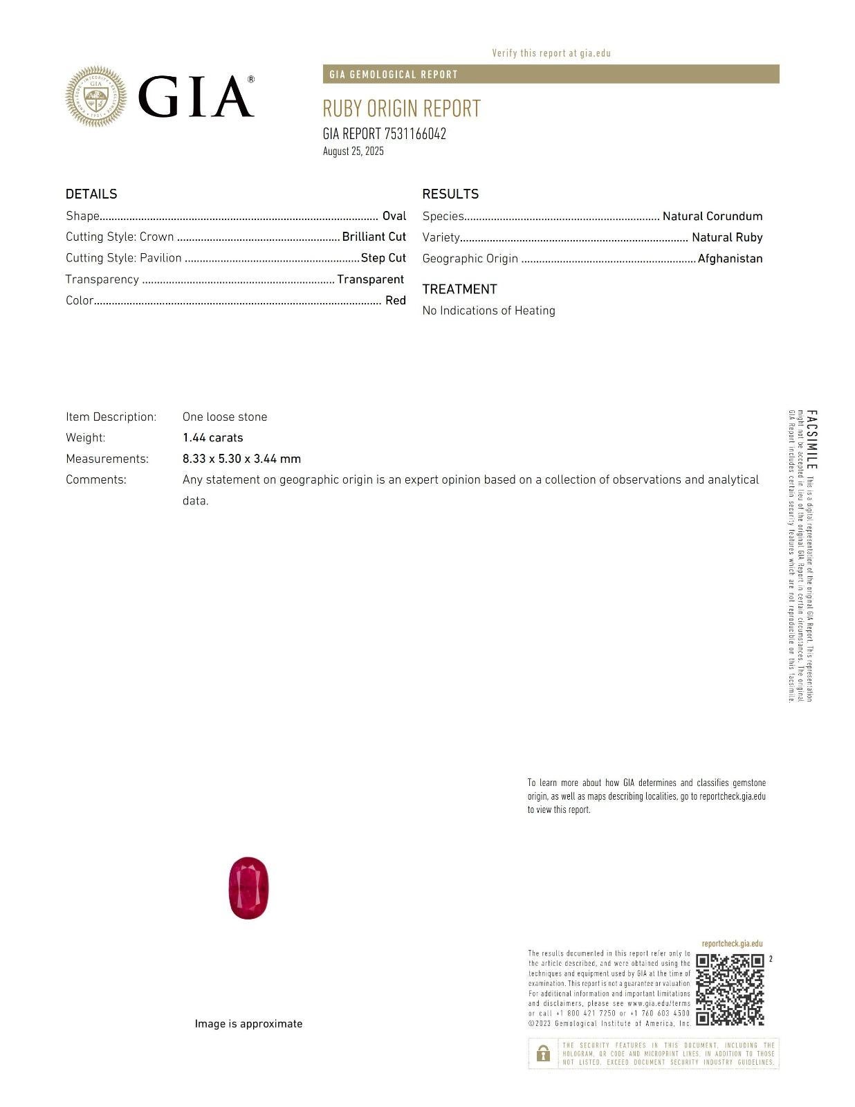 GIA Bague de fiançailles en or jaune 18 carats de 1,44 ct de rubis afghan non chauffé en vente 2