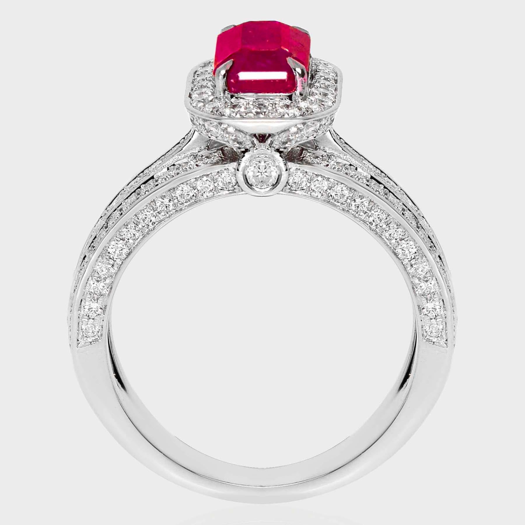 GIA Anillo de compromiso de oro de 18 quilates sin calentar con rubí de sangre de paloma de Afganistán de 2,01 quilates en Nuevo estado para la venta en Kaohsiung City, TW
