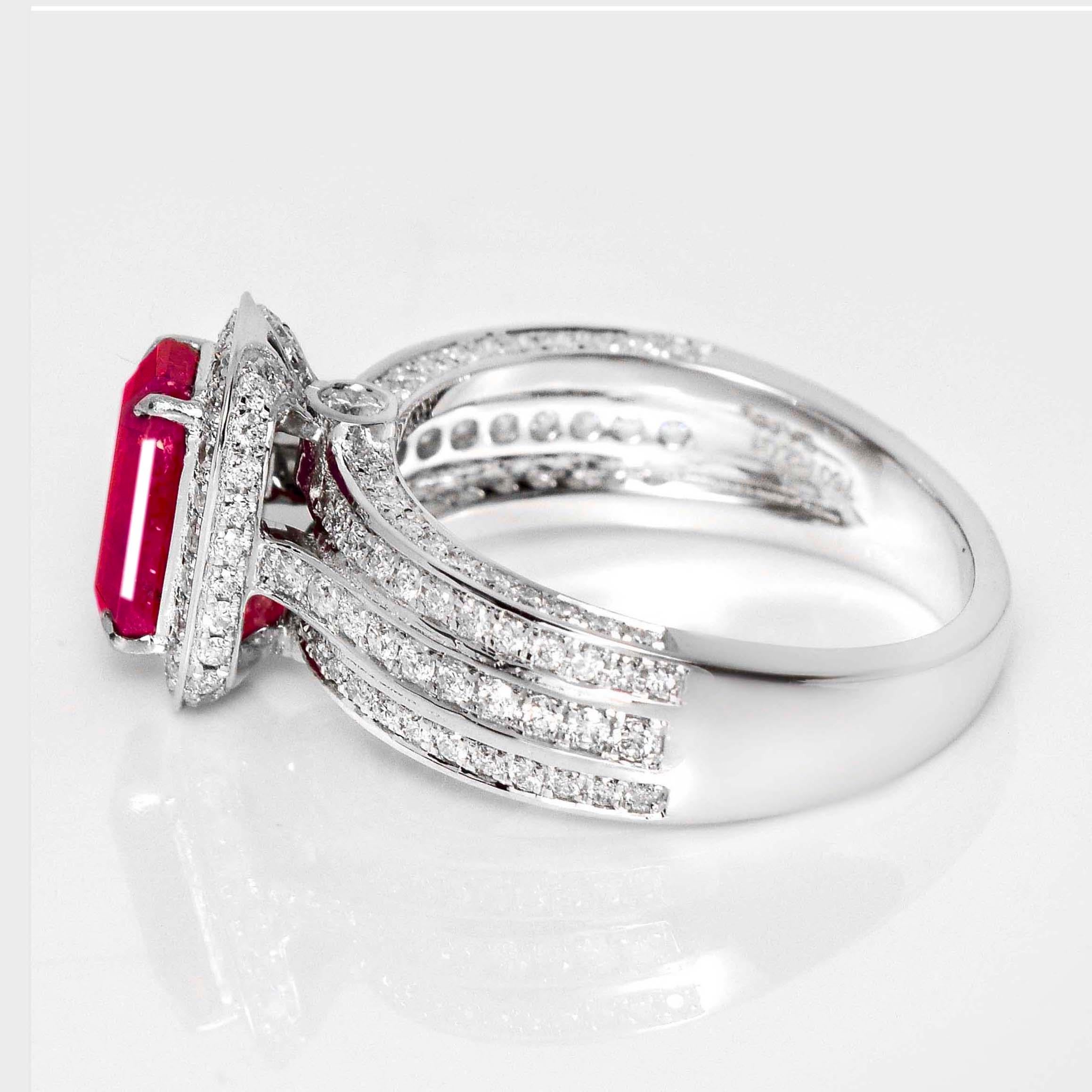GIA Anillo de compromiso de oro de 18 quilates sin calentar con rubí de sangre de paloma de Afganistán de 2,01 quilates en venta 1