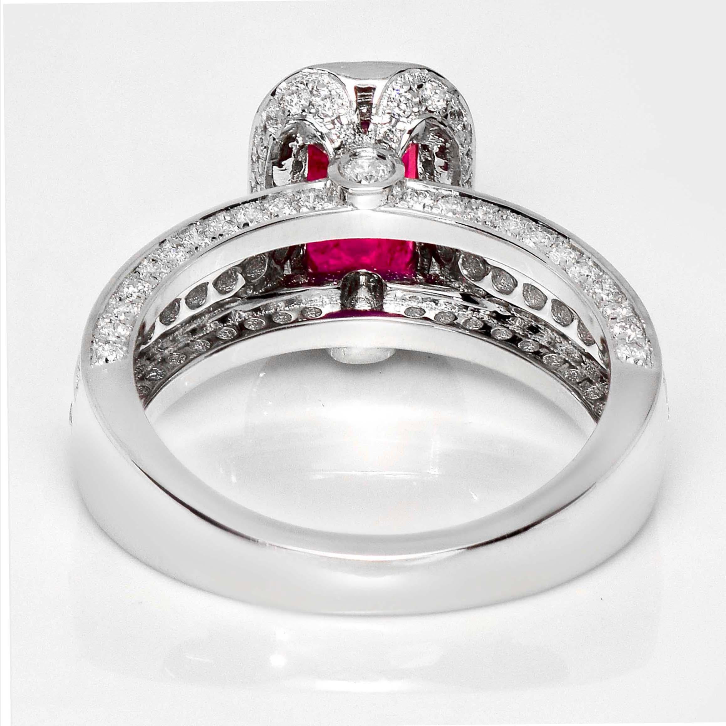 GIA Anillo de compromiso de oro de 18 quilates sin calentar con rubí de sangre de paloma de Afganistán de 2,01 quilates en venta 2