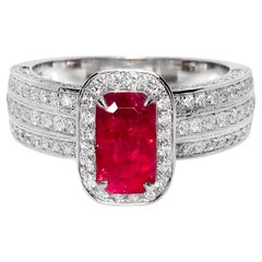 GIA Anillo de compromiso de oro de 18 quilates sin calentar con rubí de sangre de paloma de Afganistán de 2,01 quilates