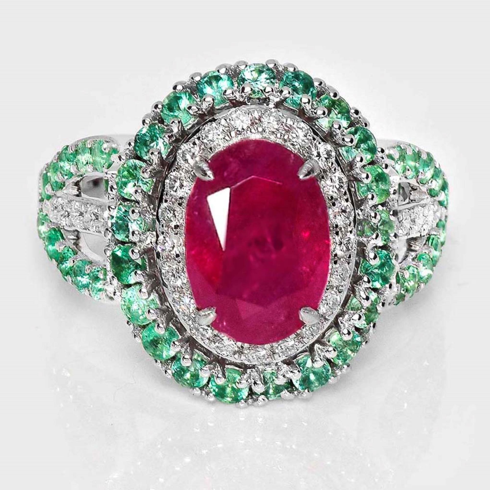 *Anillo de compromiso de rubí afgano no calentado de 3,00 ct de oro blanco de 18 quilates de la GIA*.

Rubí de Afganistán natural sin calentar certificado por el GIA como piedra central, con un peso de 3,00 quilates, engastado en una banda de oro