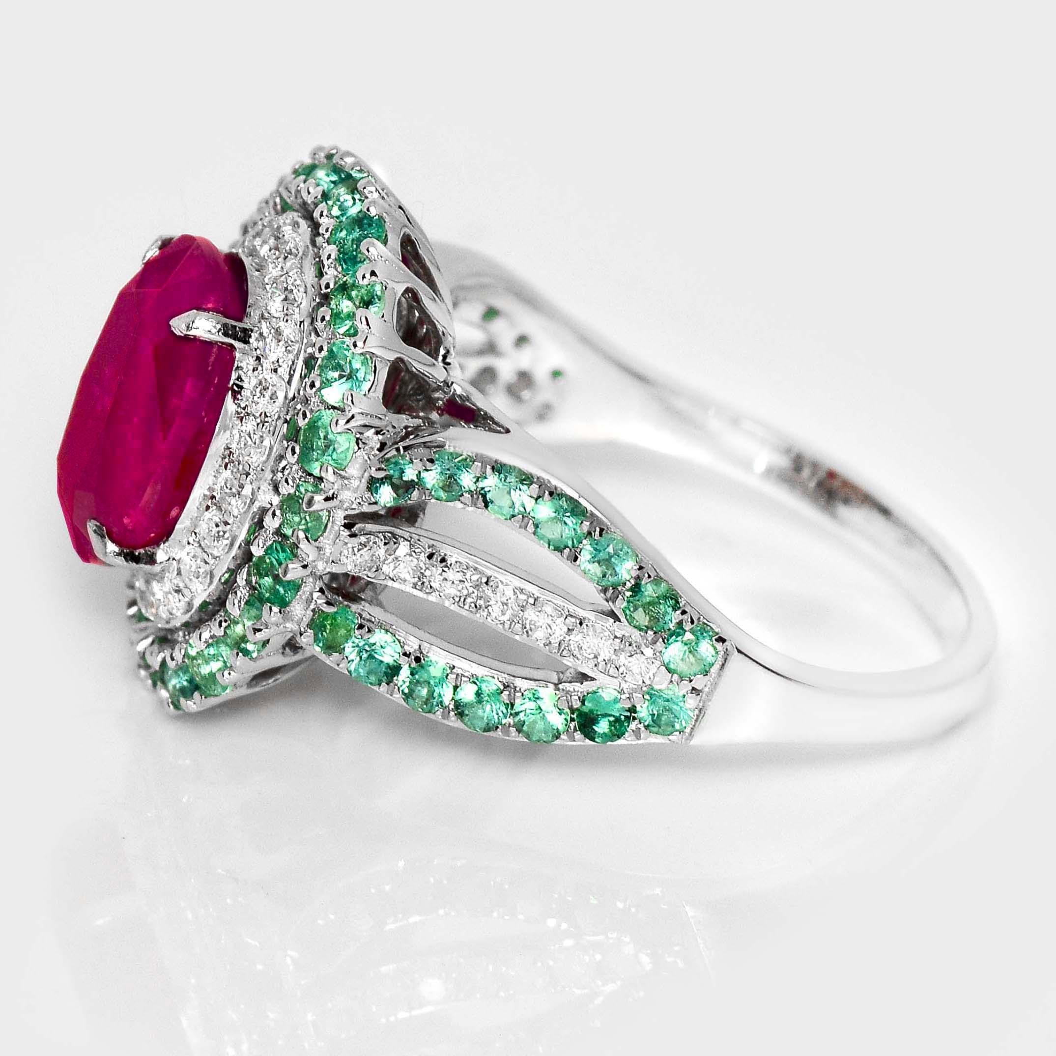 GIA Anillo de compromiso de oro de 18 quilates sin calentar de 3,00 quilates de rubí de sangre de paloma de Afganistán en venta 1