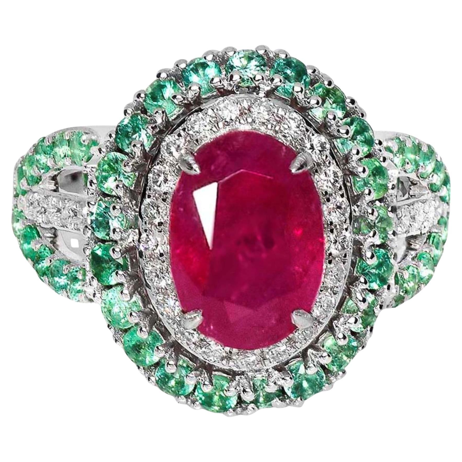 GIA Anillo de compromiso de oro de 18 quilates sin calentar de 3,00 quilates de rubí de sangre de paloma de Afganistán