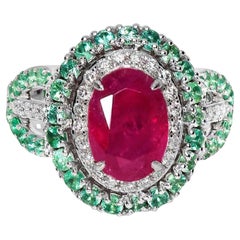 GIA Unheated 3.00 ct 18K Gold Afghanistan Pigeon Blood Ruby Engagement Ring