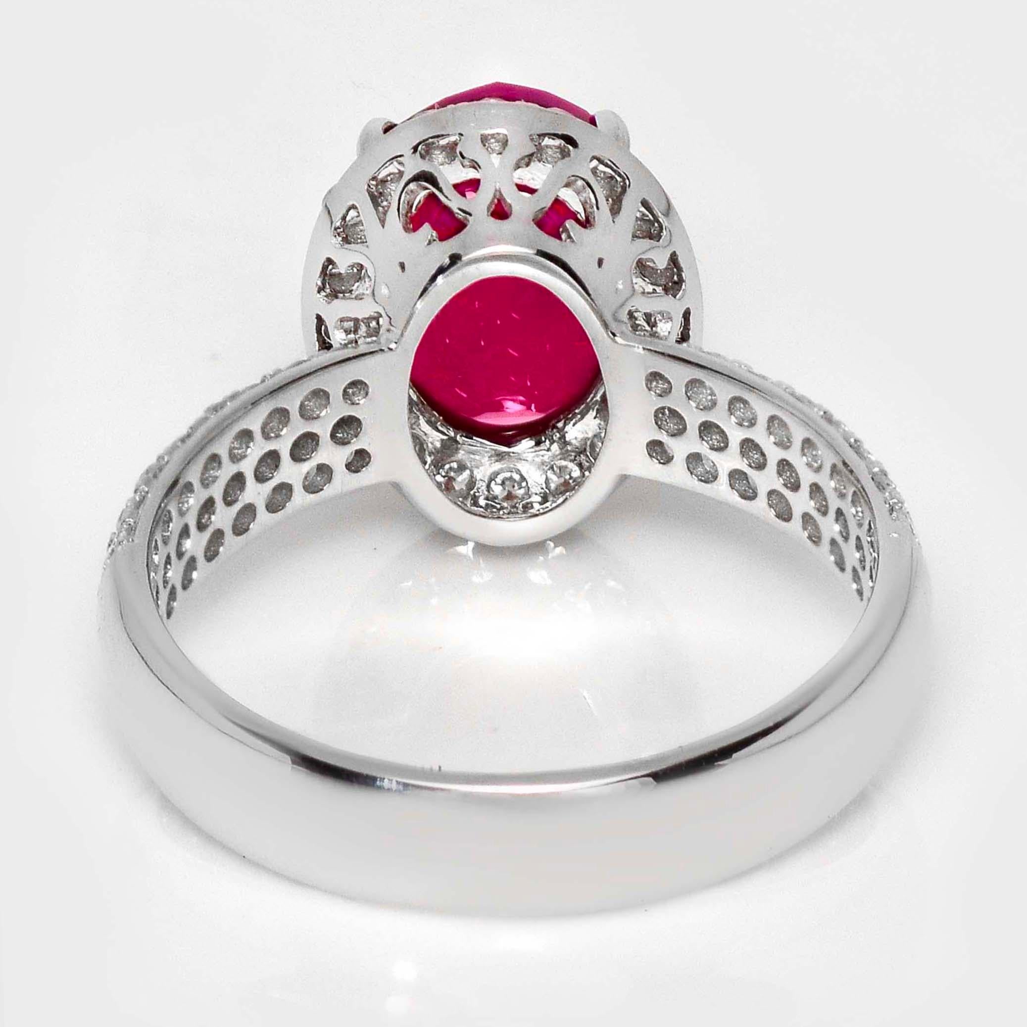 GIA Anillo de compromiso de oro de 18 quilates sin calentar de 3,12 quilates de rubí de sangre de paloma de Afganistán en venta 2