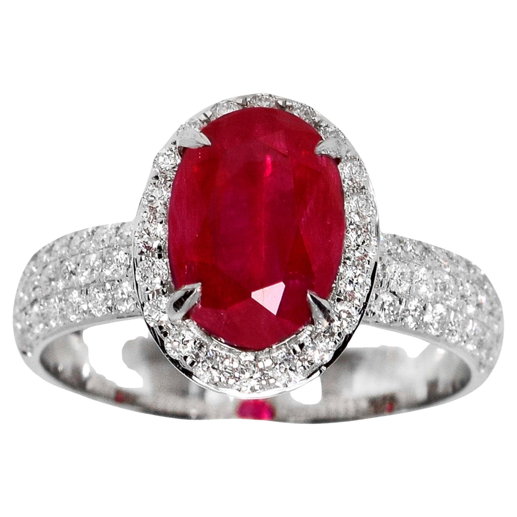 GIA Anillo de compromiso de oro de 18 quilates sin calentar de 3,12 quilates de rubí de sangre de paloma de Afganistán