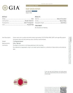 GIA Unheated 3.64ct Cabochon Ruby and Diamond Ring in 18k Yellow Gold