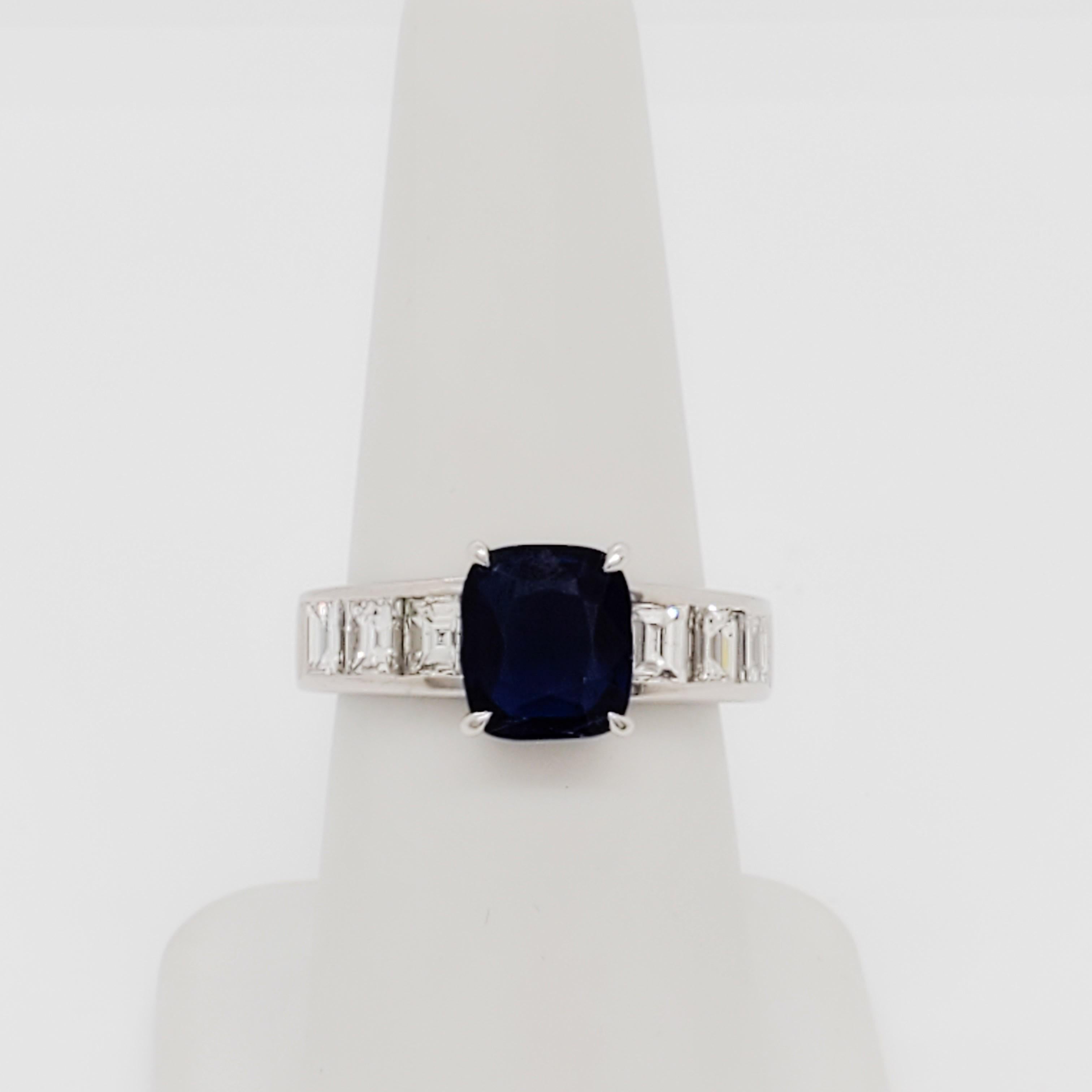 GIA Unheated Burma Blue Sapphire and Diamond Cocktail Ring in Platinum For Sale 2
