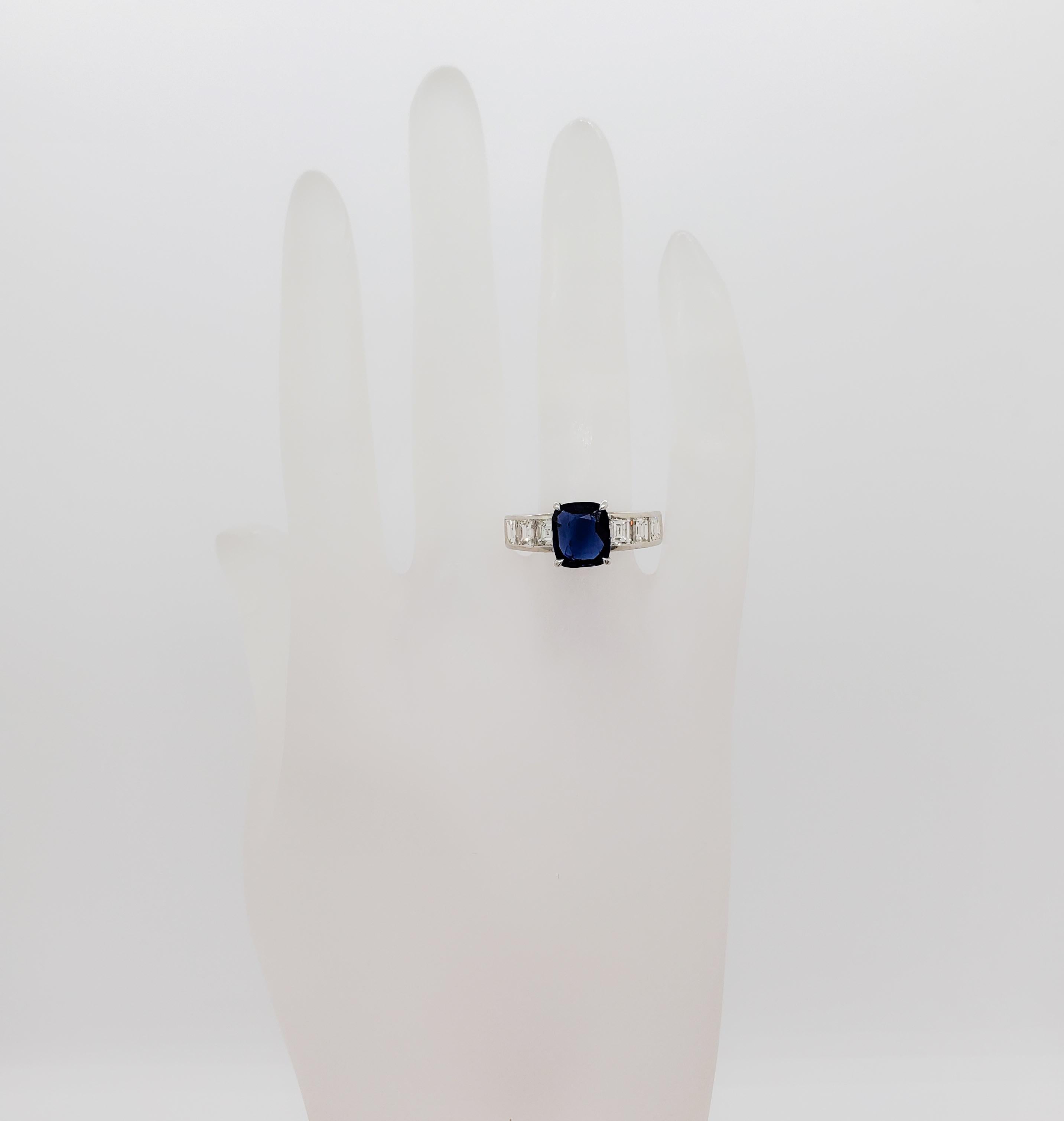 Cushion Cut GIA Unheated Burma Blue Sapphire and Diamond Cocktail Ring in Platinum For Sale
