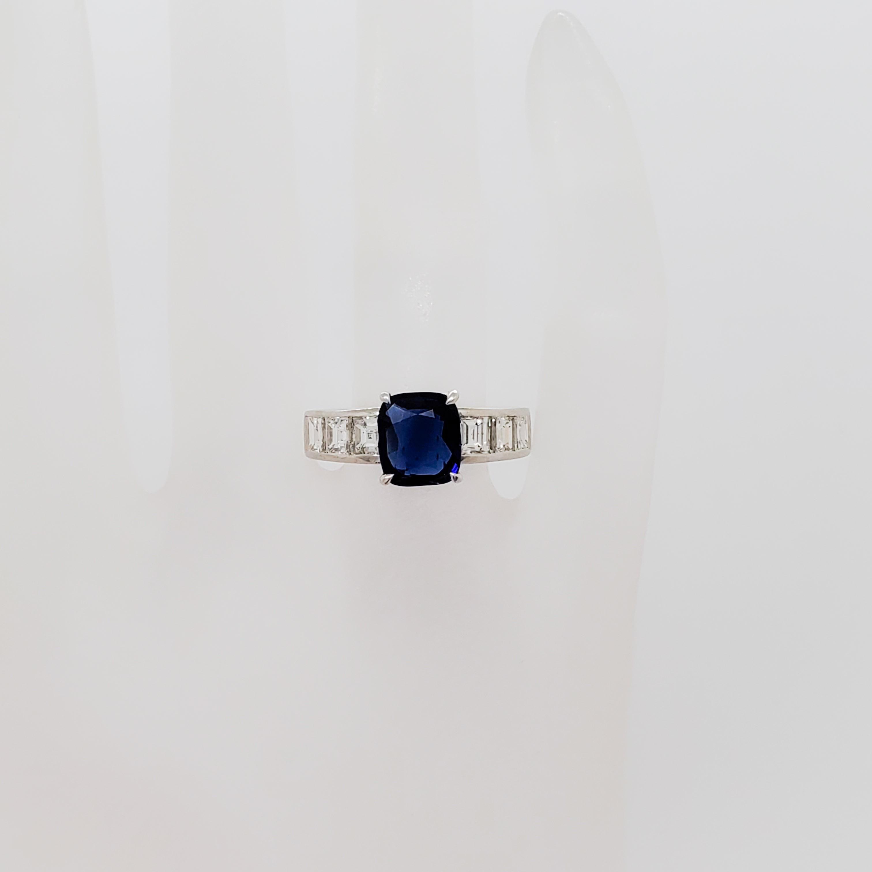 GIA Unheated Burma Blue Sapphire and Diamond Cocktail Ring in Platinum In New Condition For Sale In Los Angeles, CA