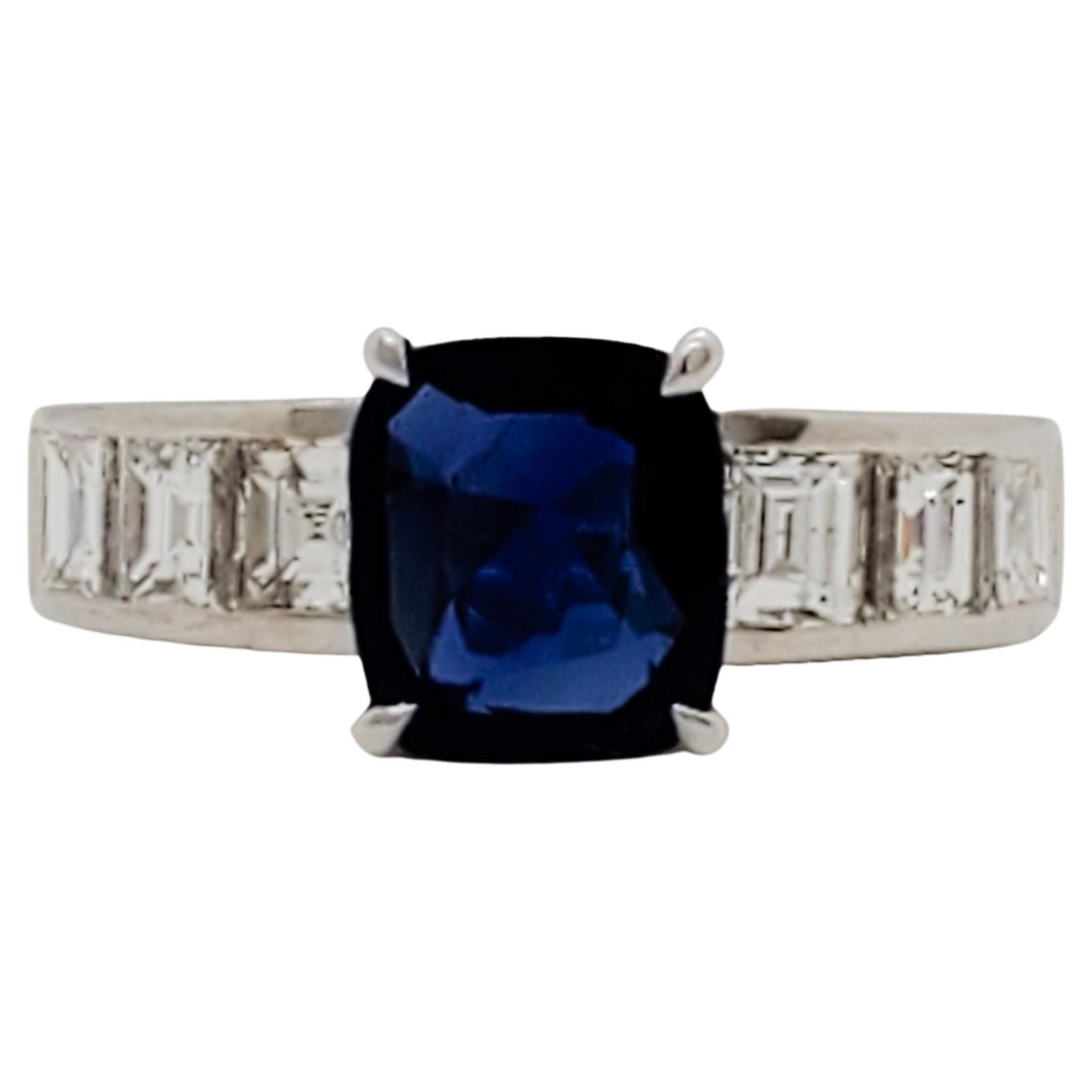 GIA Unheated Burma Blue Sapphire and Diamond Cocktail Ring in Platinum For Sale
